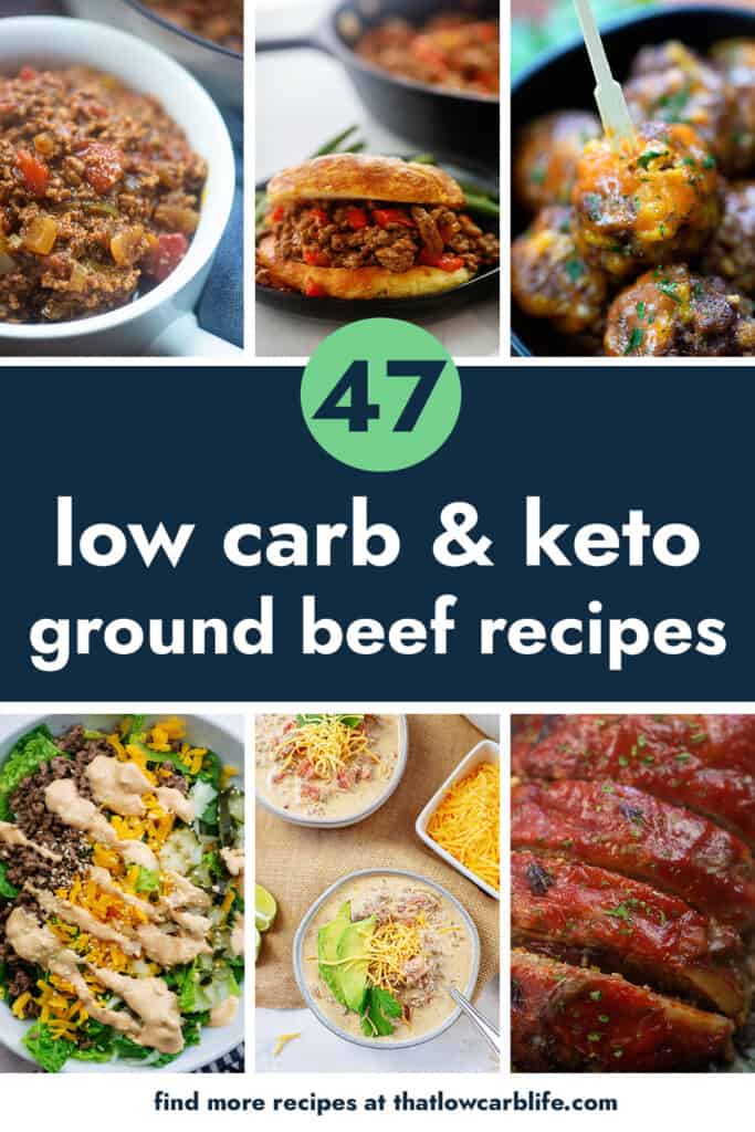 collage of keto ground beef recipe images.