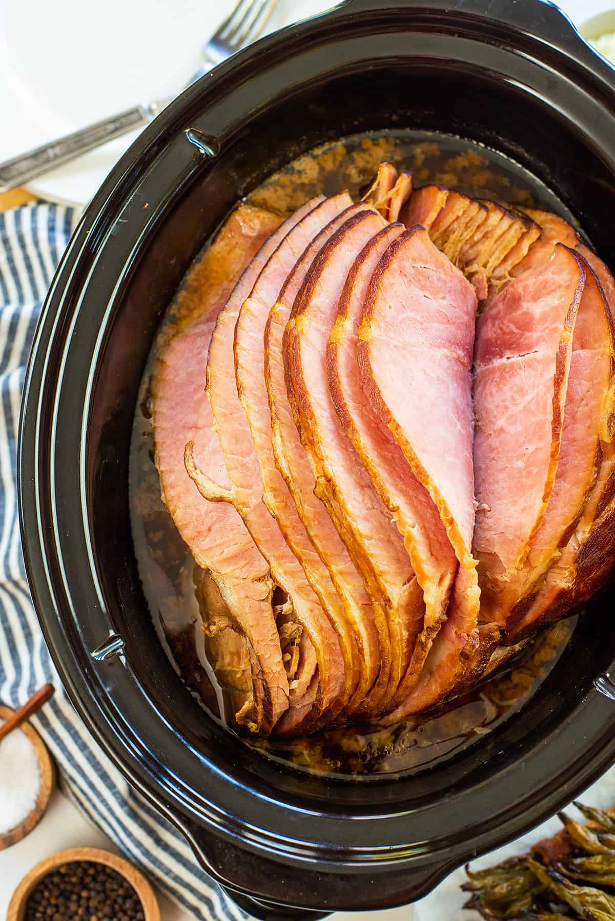 Spiral ham in crockpot.