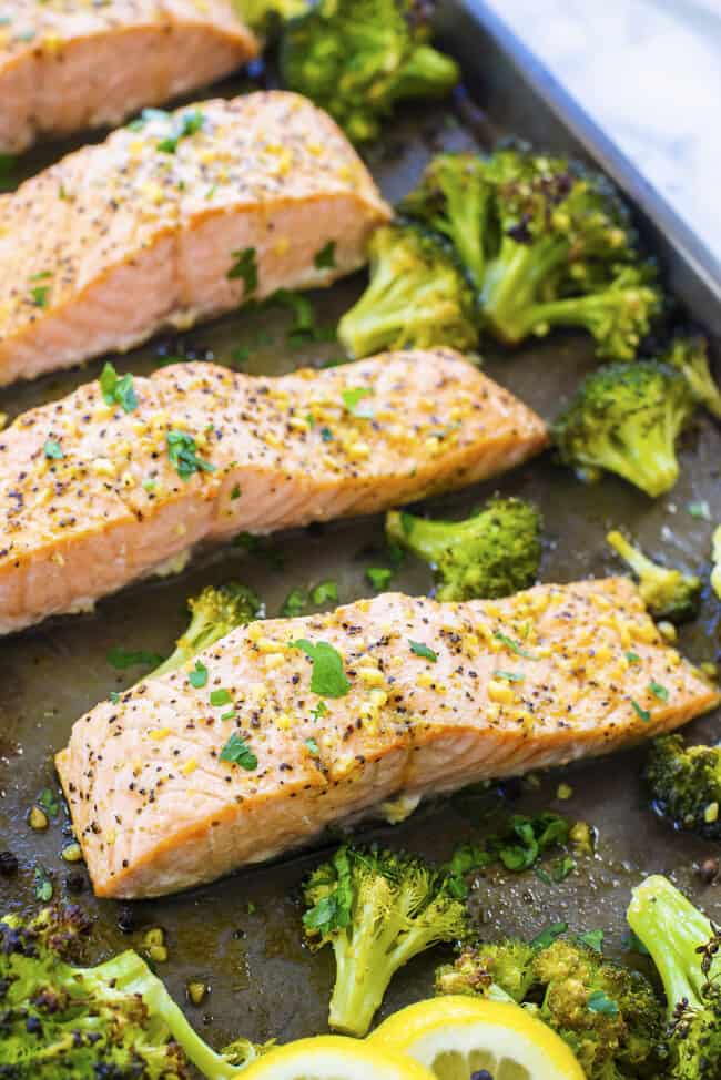 Baked Lemon Pepper Salmon and Broccoli | That Low Carb Life