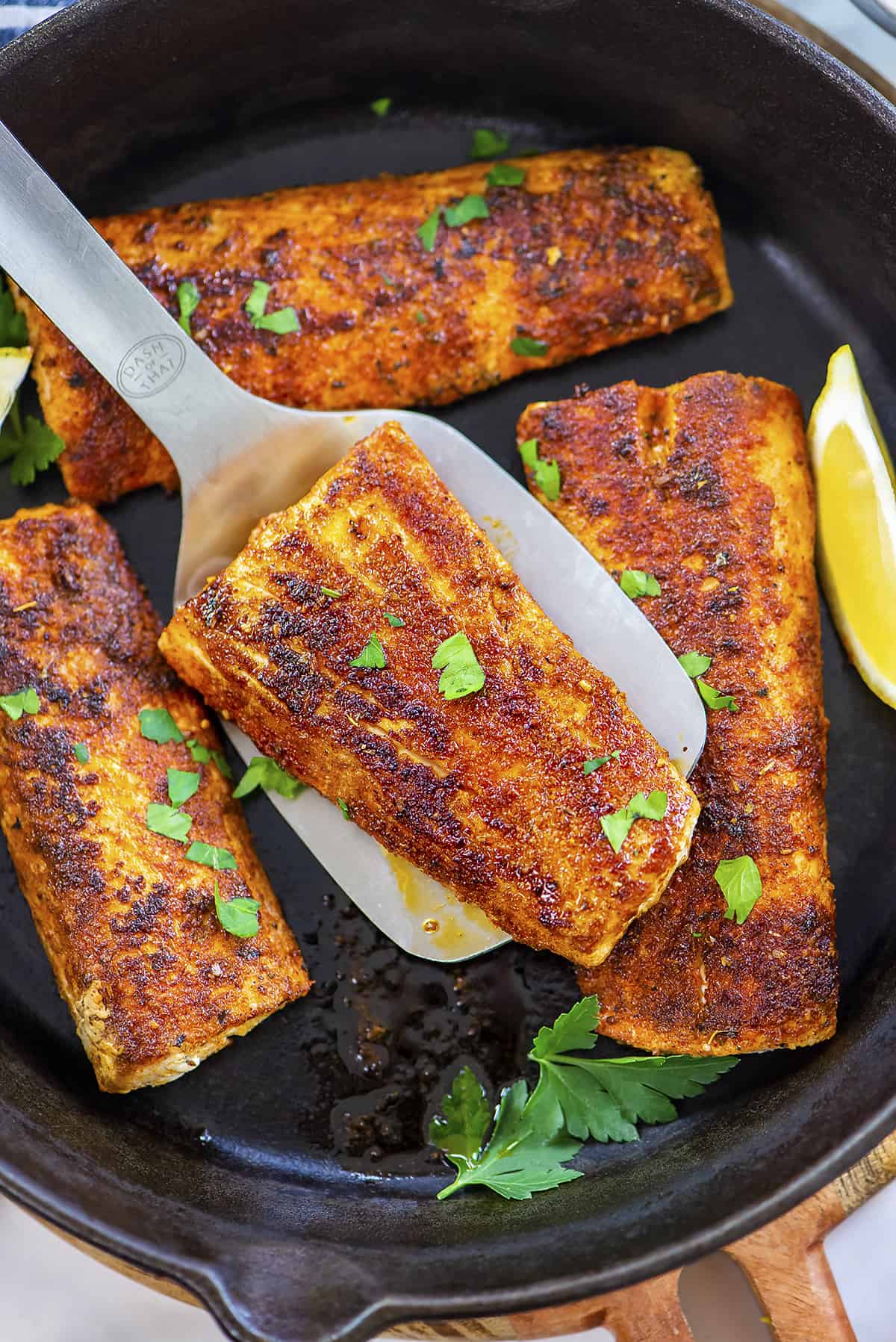 Mahi mahi in skillet.