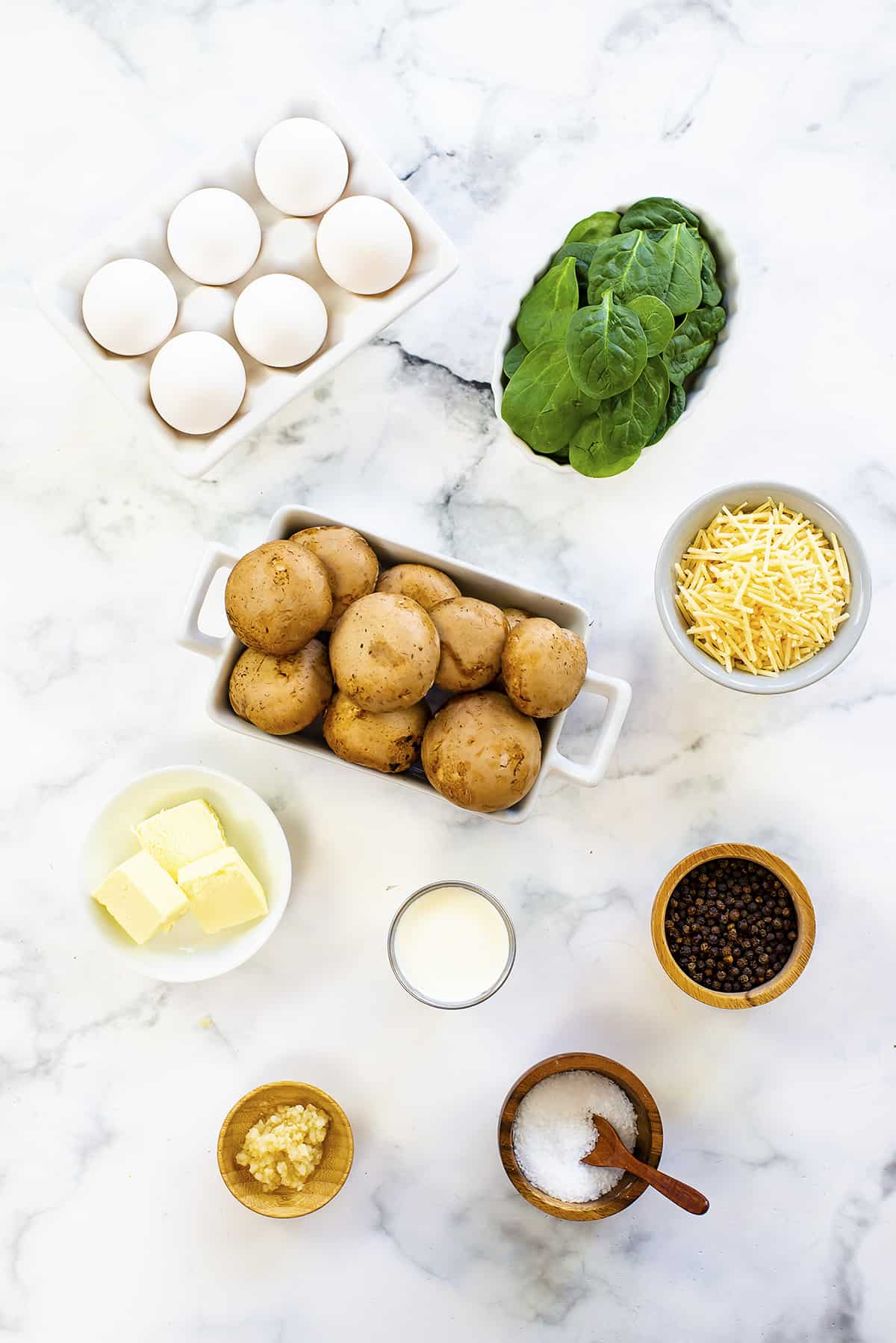 Ingredients for keto mushroom frittata.