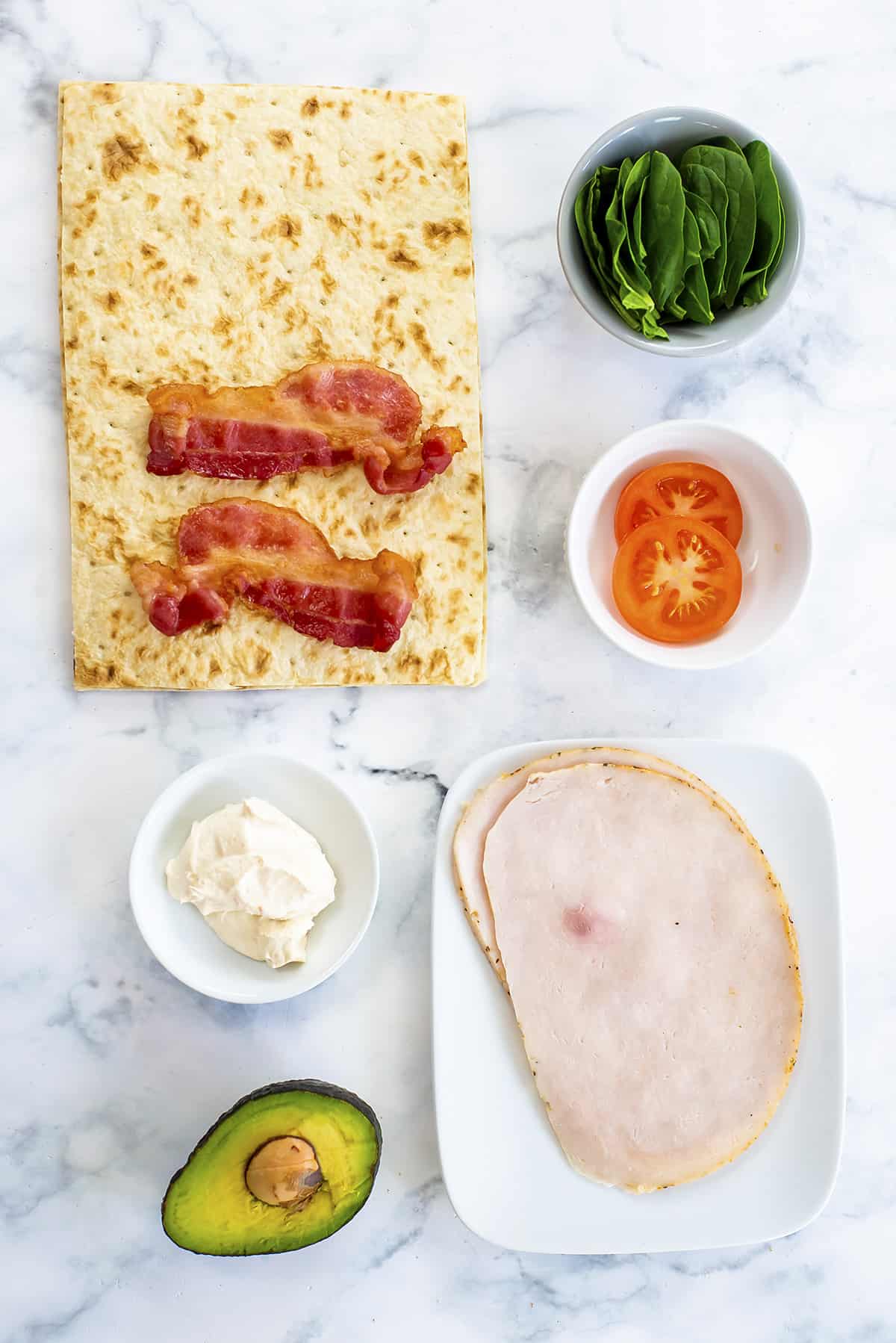 Ingredients for lavash wrap.