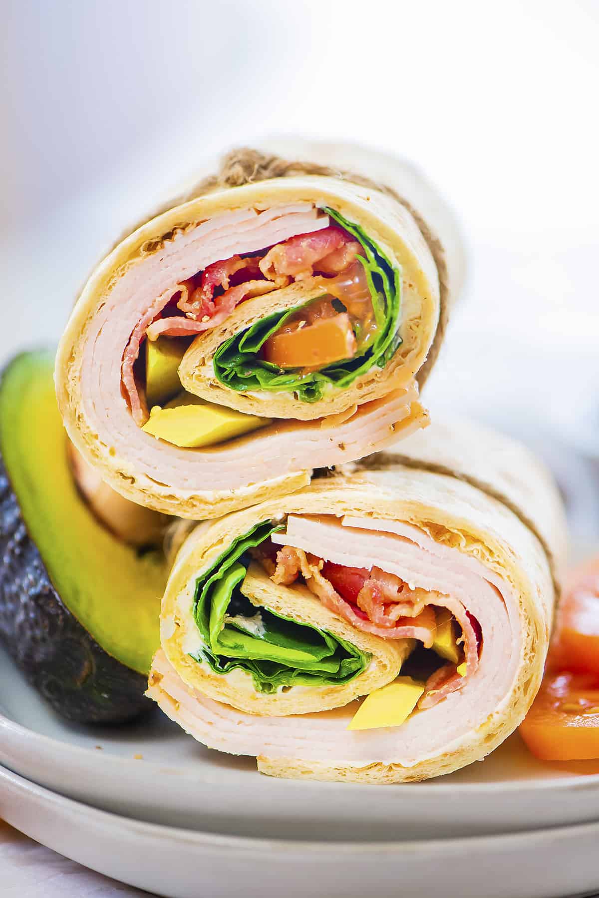 Lavash wraps stacked on plate.