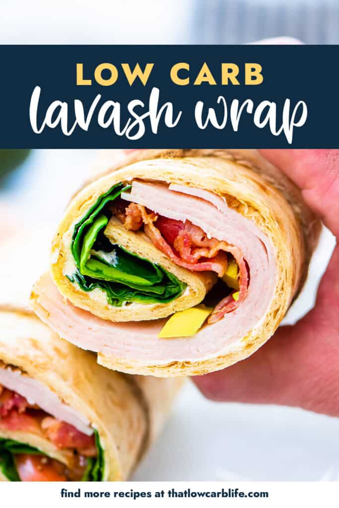 Hand holding a low carb lavash wrap.