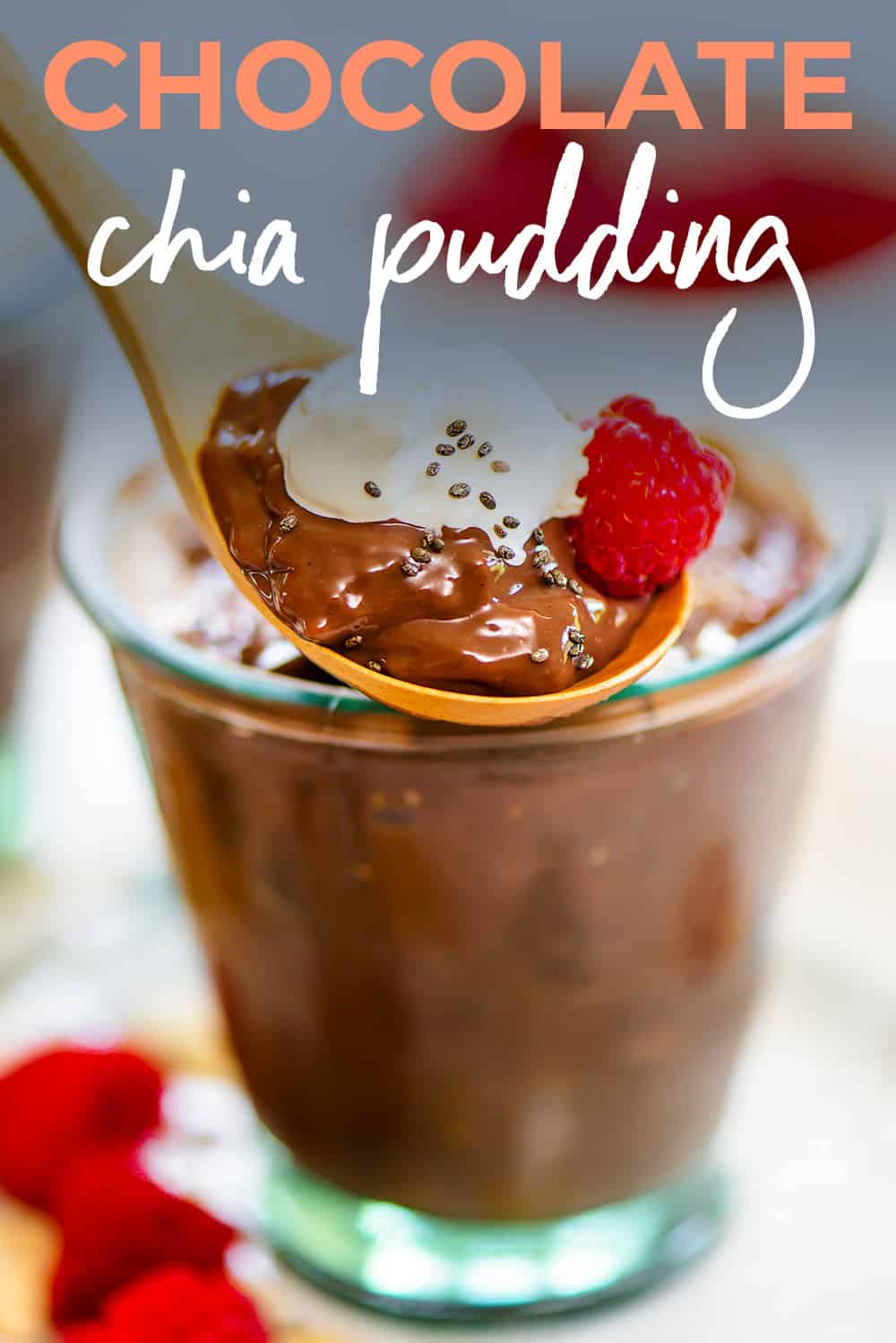 Spoonful of keto chia pudding with text for Pinterest.