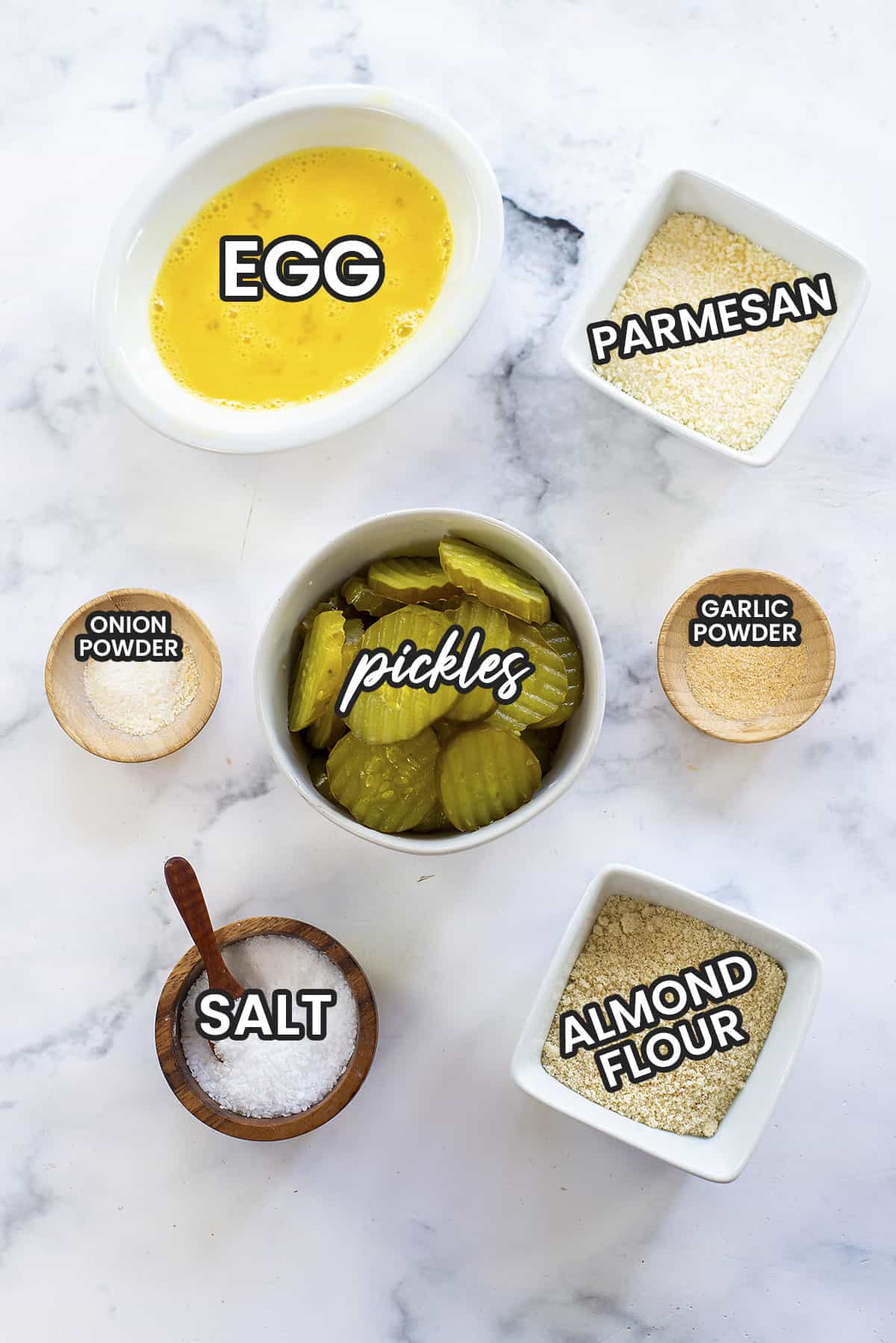 Keto fried pickles ingredients.