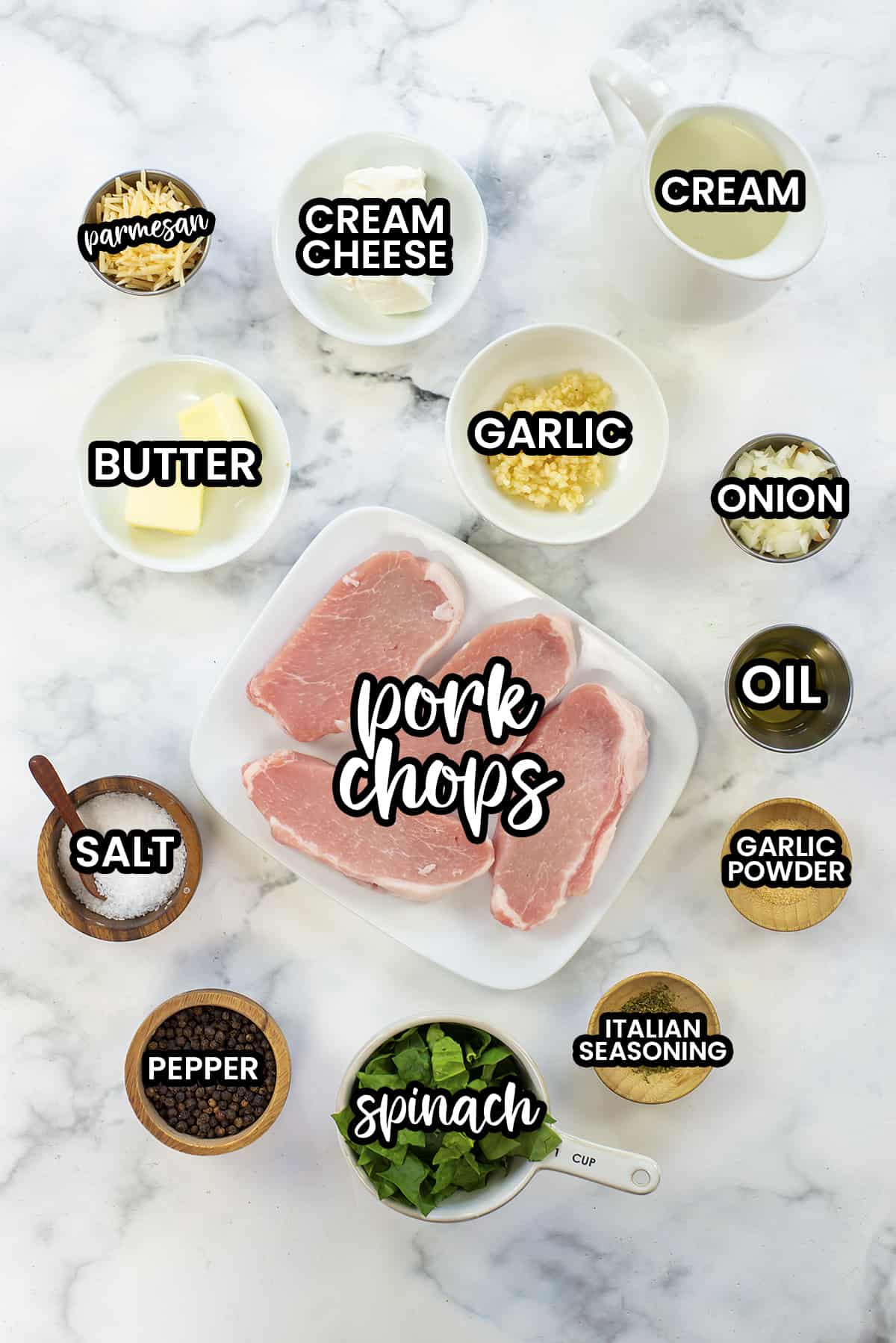 Ingredients for pork chop recipe,