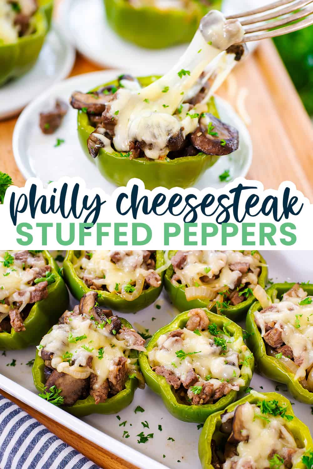 Collage of stuffed pepper images.