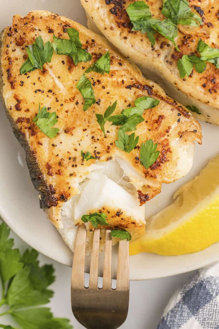 Pan Seared Halibut Steaks | That Low Carb Life
