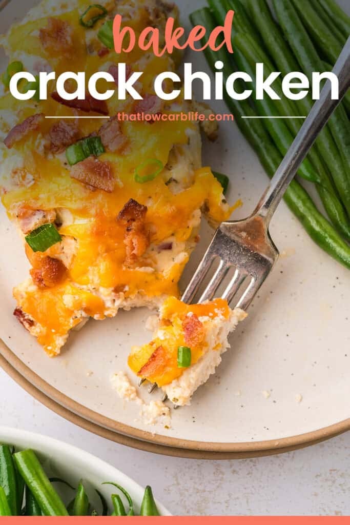 Fork full of cheesy chicken recipe.