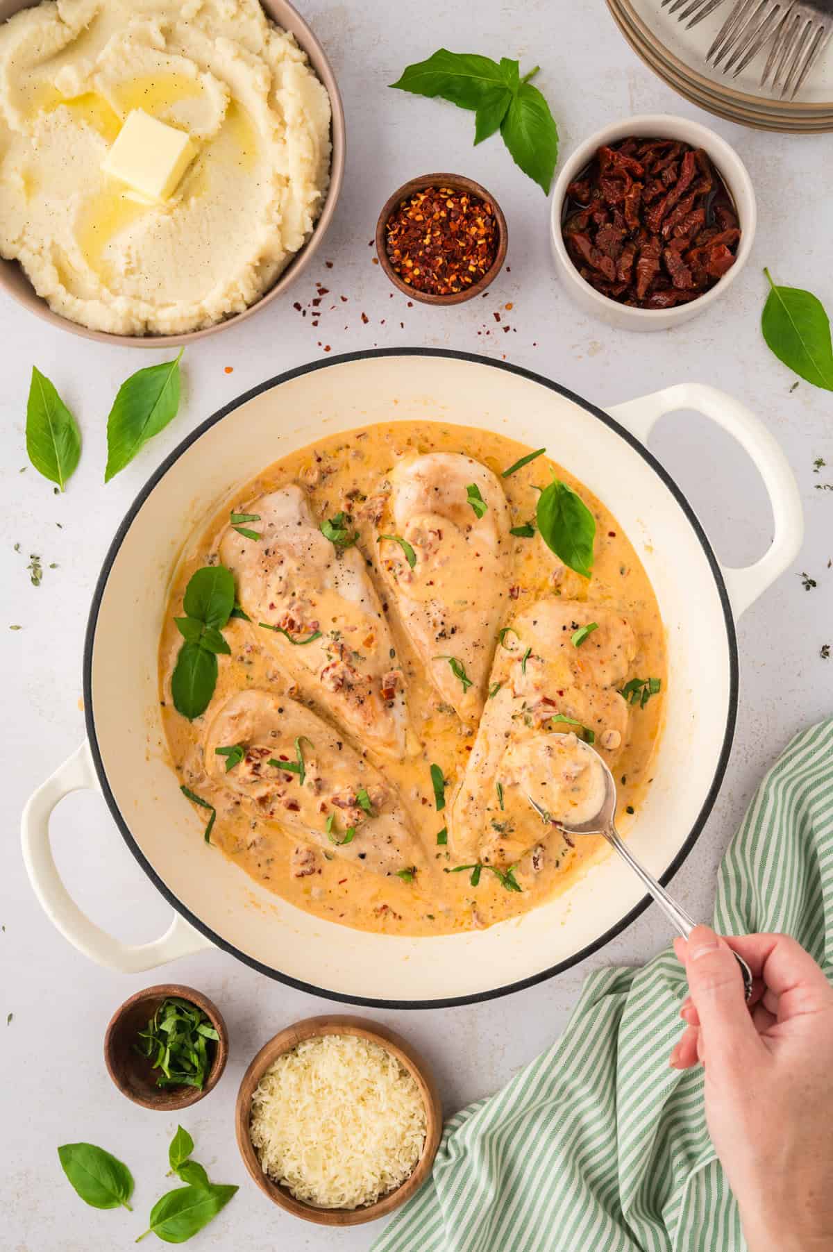 Chicken in cream sauce.