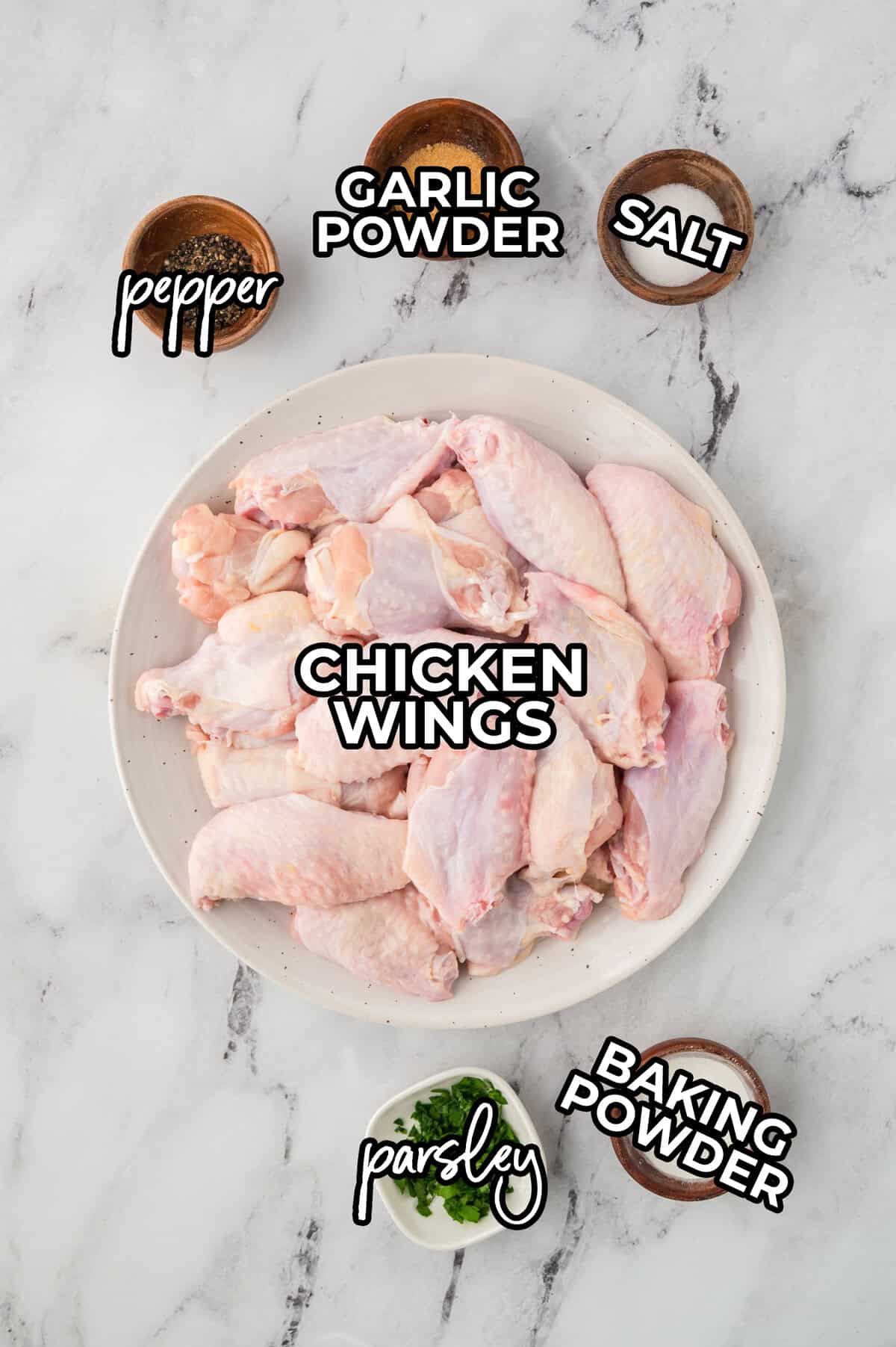 Ingredients for baked chicken wings.