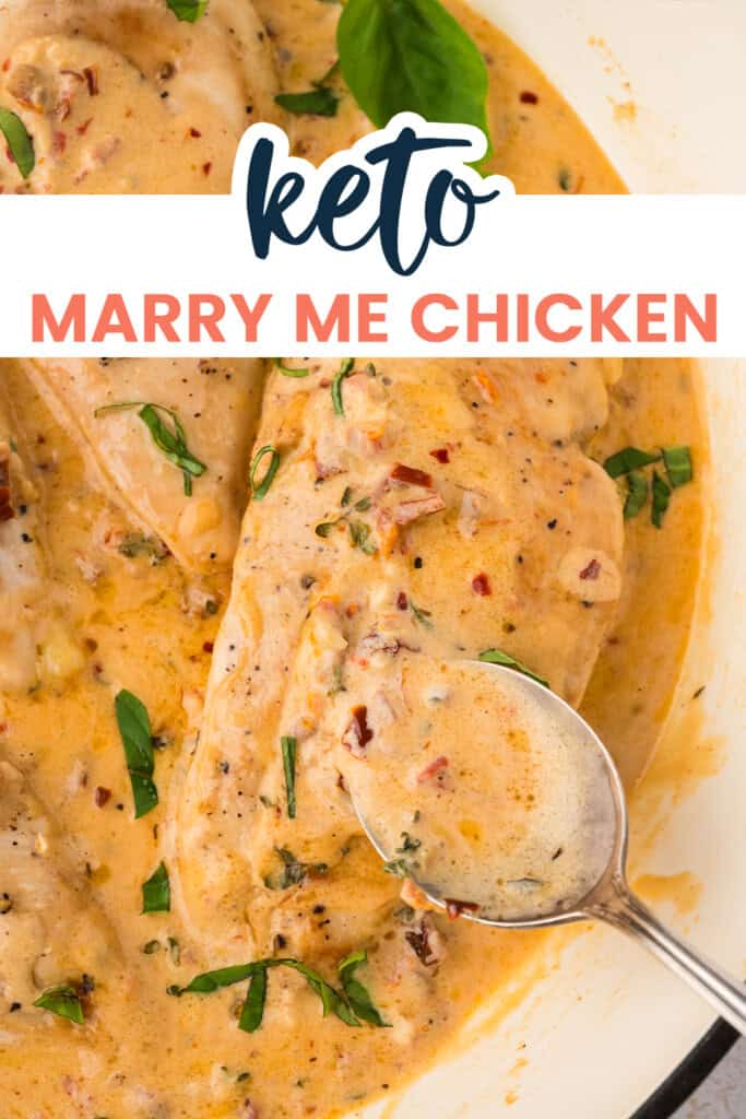 Sauce being spooned over low carb marry me chicken recipe.