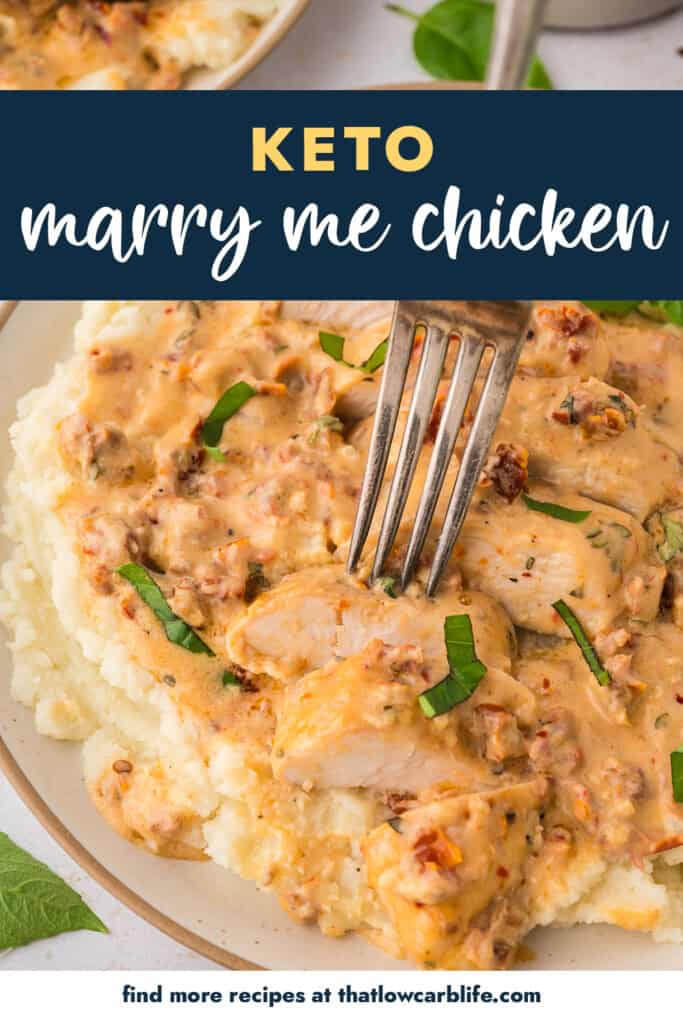 Keto marry me chicken on a fokr.