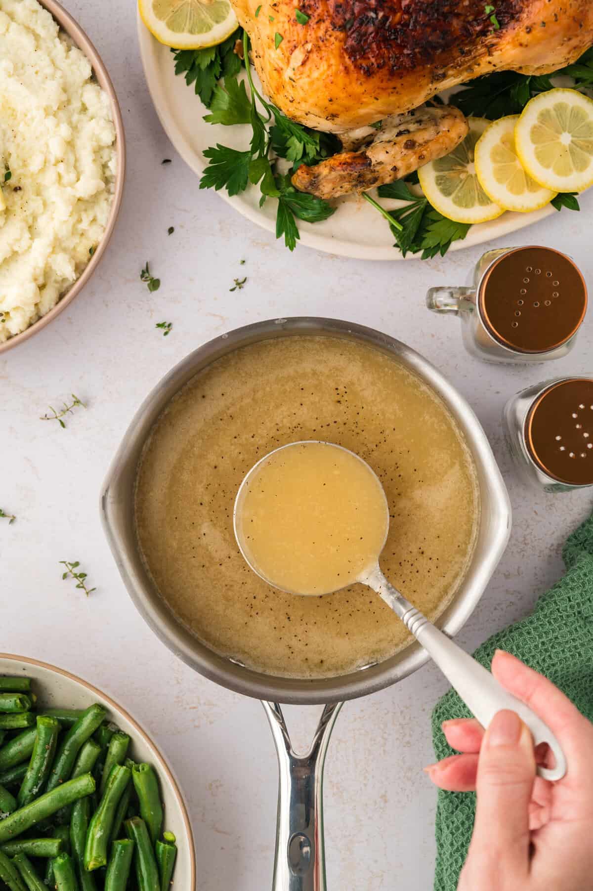 Pot full of keto gravy recipe.