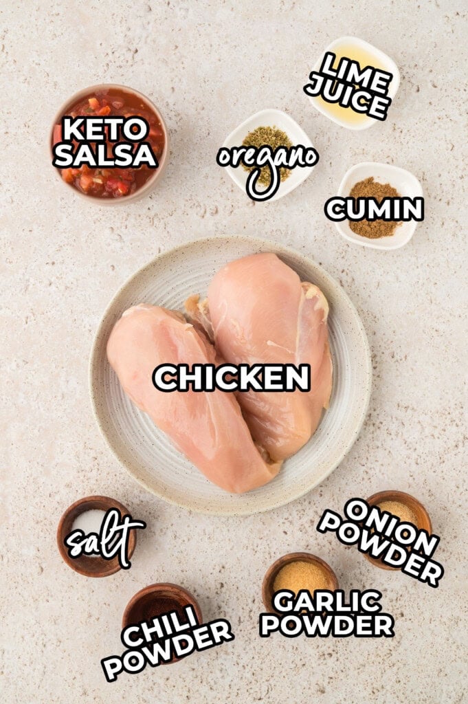 Ingredinets for chicken taco filling.