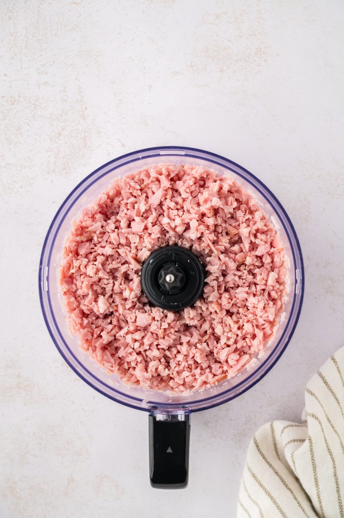 Ham in a food processor.