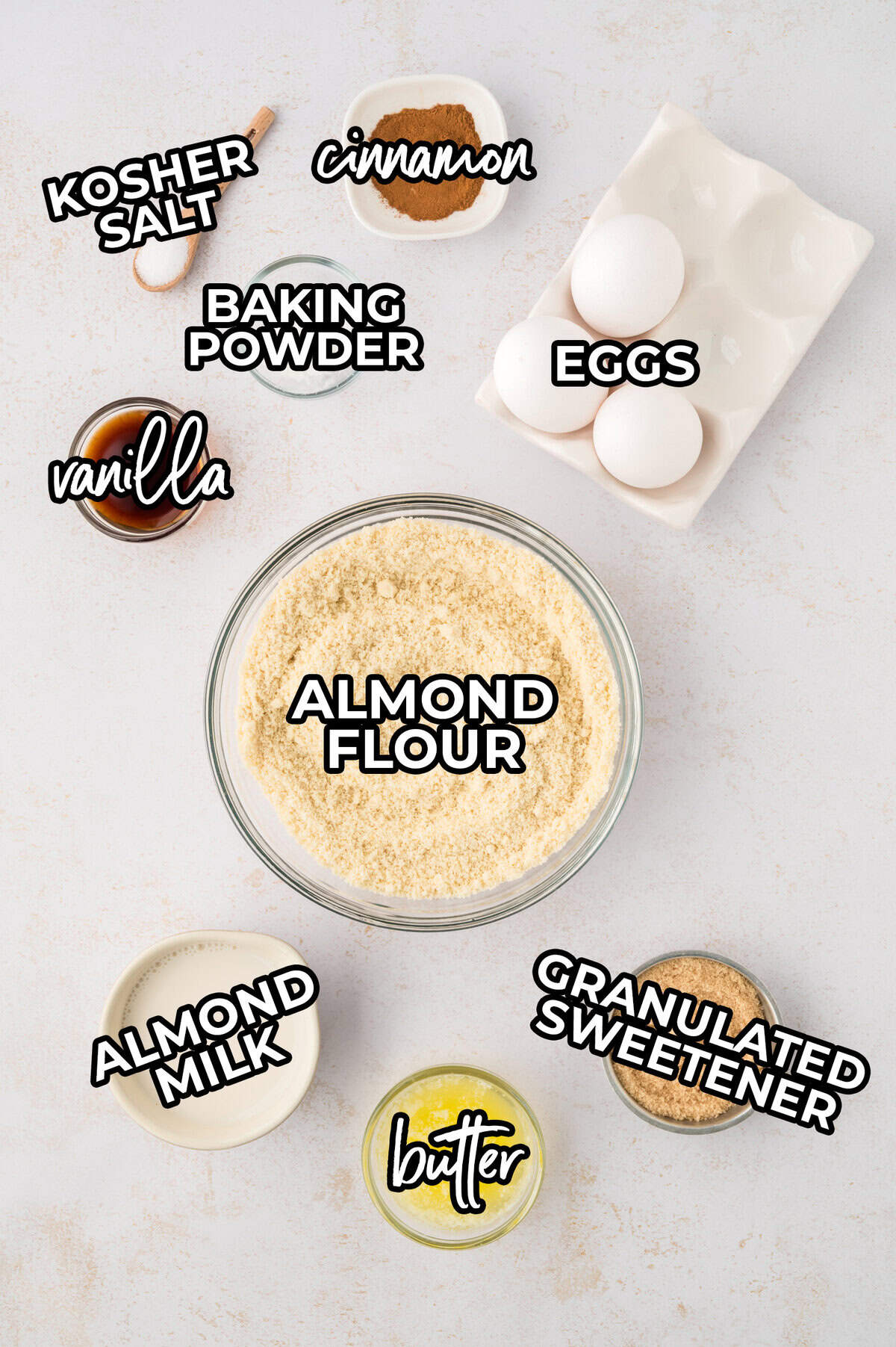 Ingredients for keto waffle recipe.