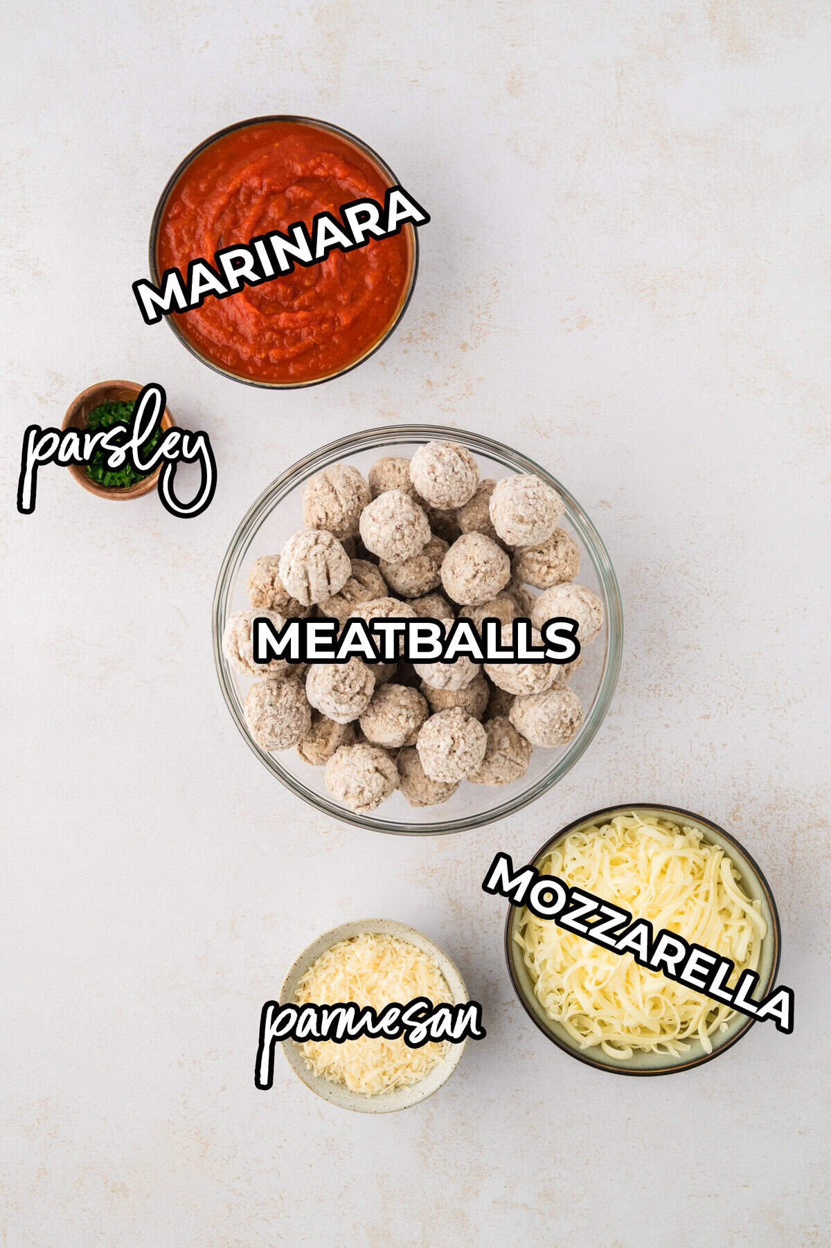 Ingredients for low carb crockpot meatball casserole recipe.