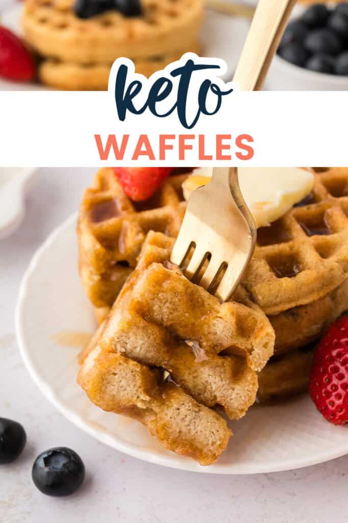 Fork full of waffles.