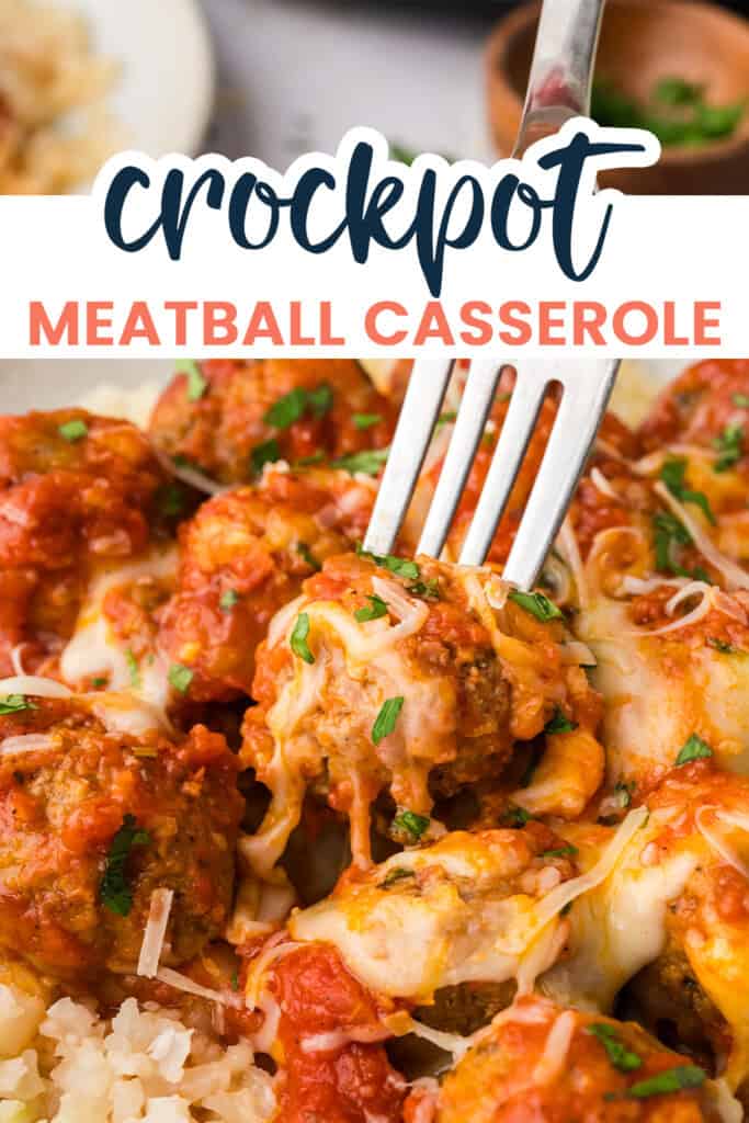 Fork in cheese covered meatball.