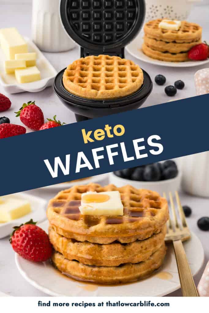Collage of keto waffle images.