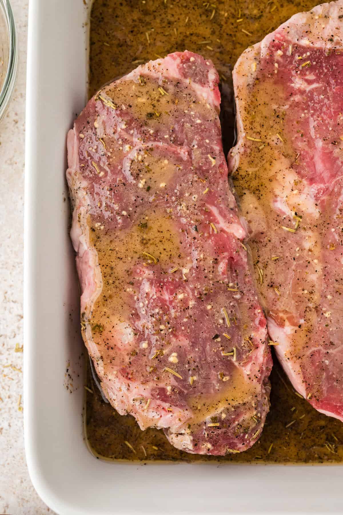 Steak in keto marinade.