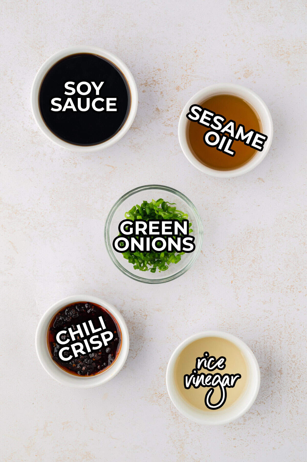 Ingredients for keto Asian dipping sauce.