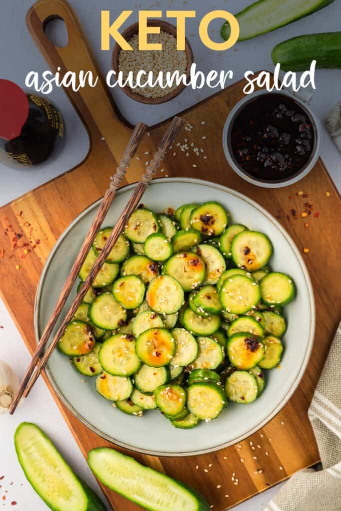 Bowl full of low carb Asian cucumber salad recipe.
