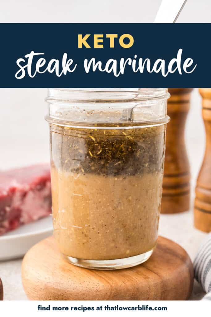Keto steak marinade in jar.
