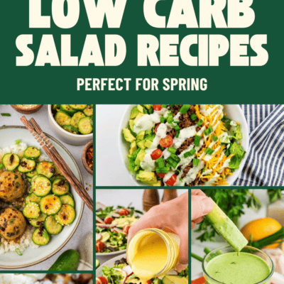 Collage of low carb salad recipe images.