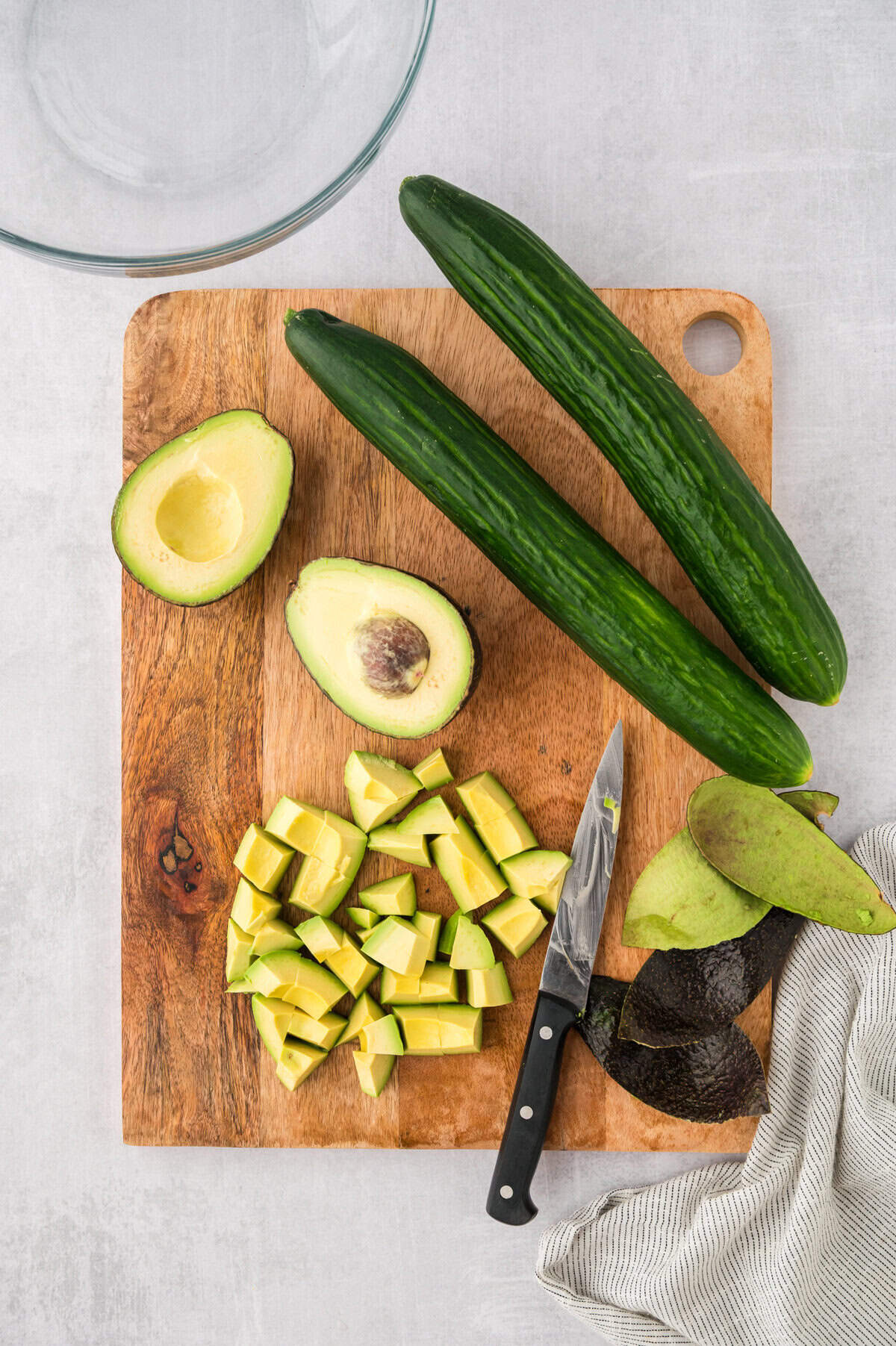 Avocado being diced.
