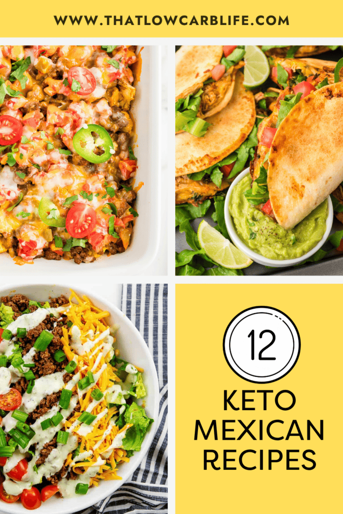Collage of low carb Mexican recipes for cinco de Mayo.