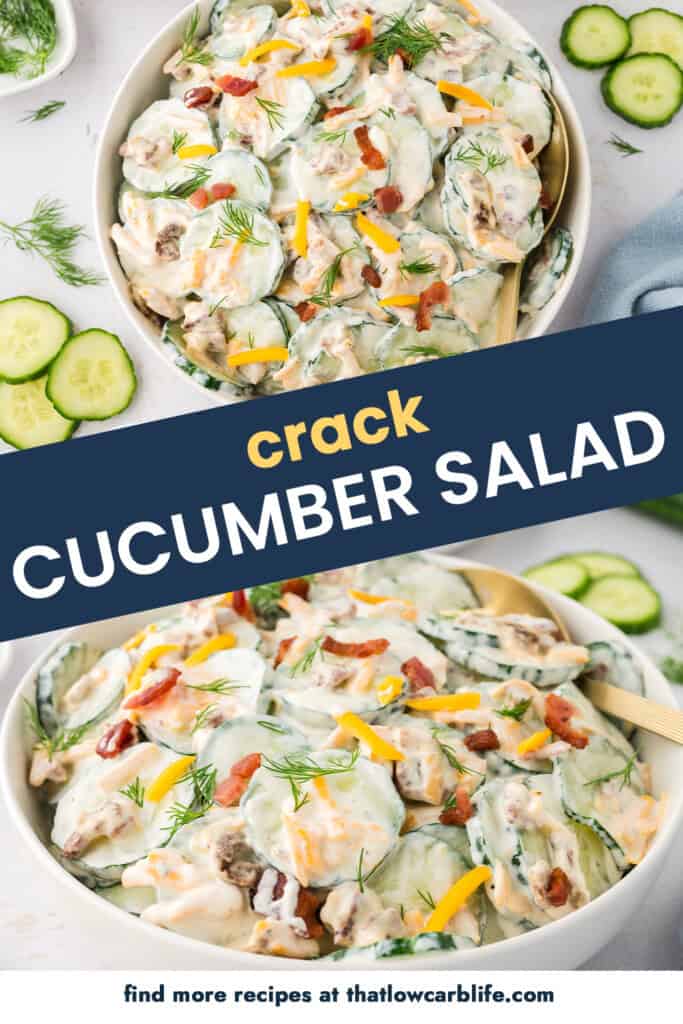 Collage of cucumber ranch crack salad images.
