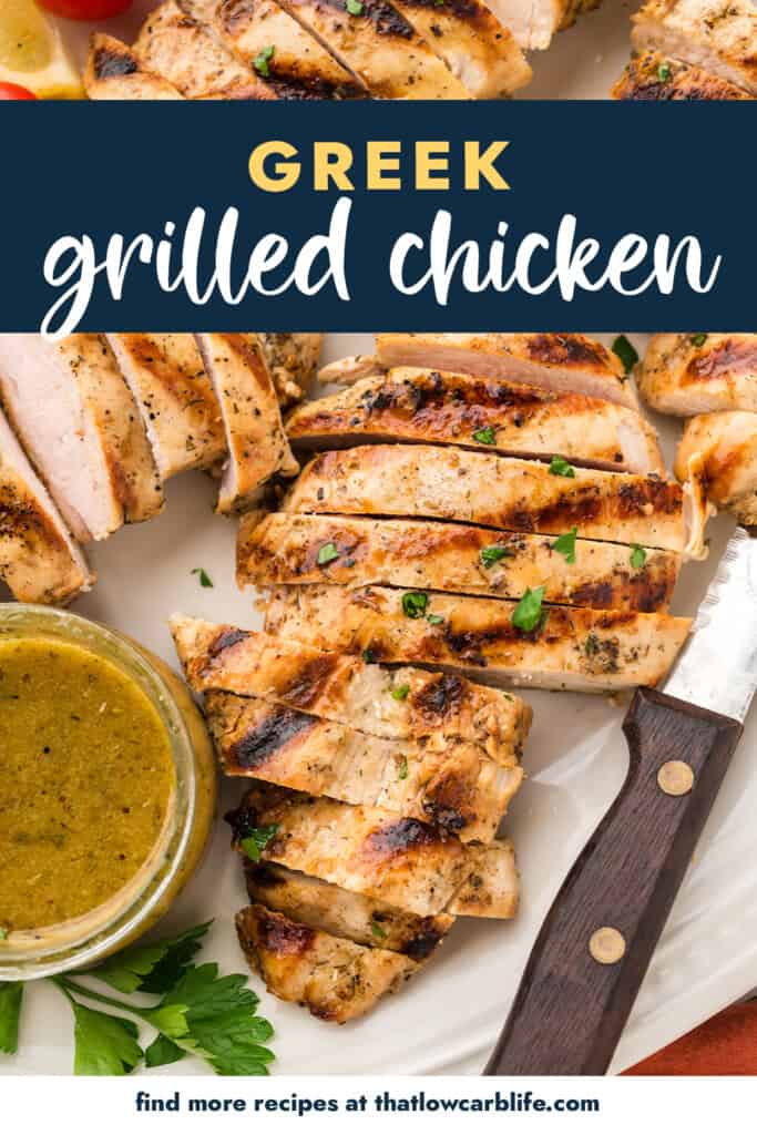 Sliced chicken breast on platter.