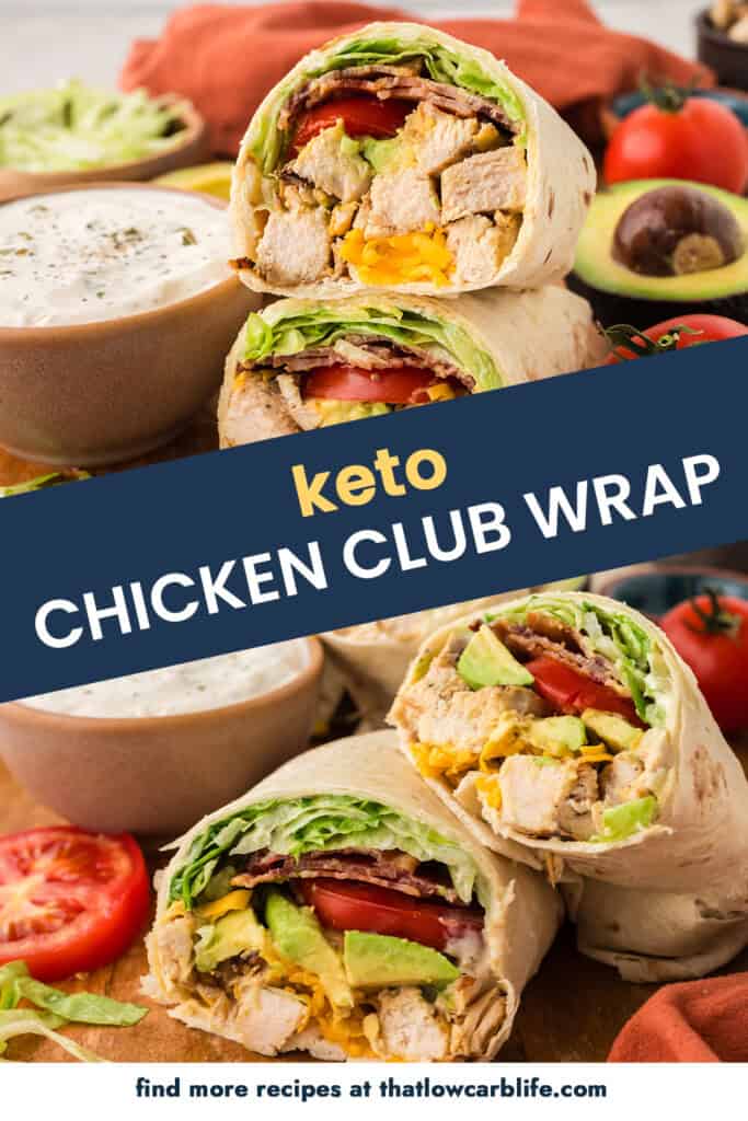 Collage of chicken club wrap images.
