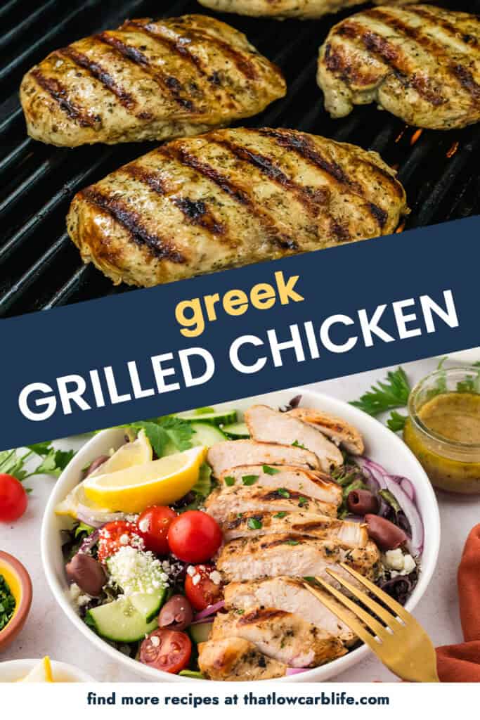 Collage of keto Greek chicken images.