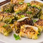 Plate full of keto cabbage dumplings.