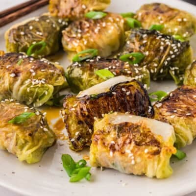 Plate full of keto cabbage dumplings.