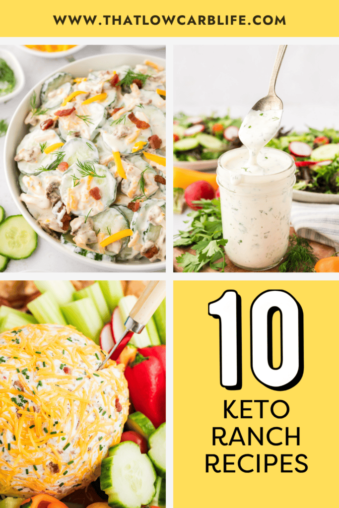 Collage of keto ranch recipes;