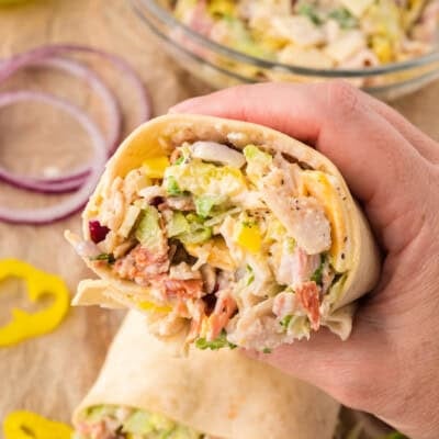 Hand holding a keto grinder wrap.