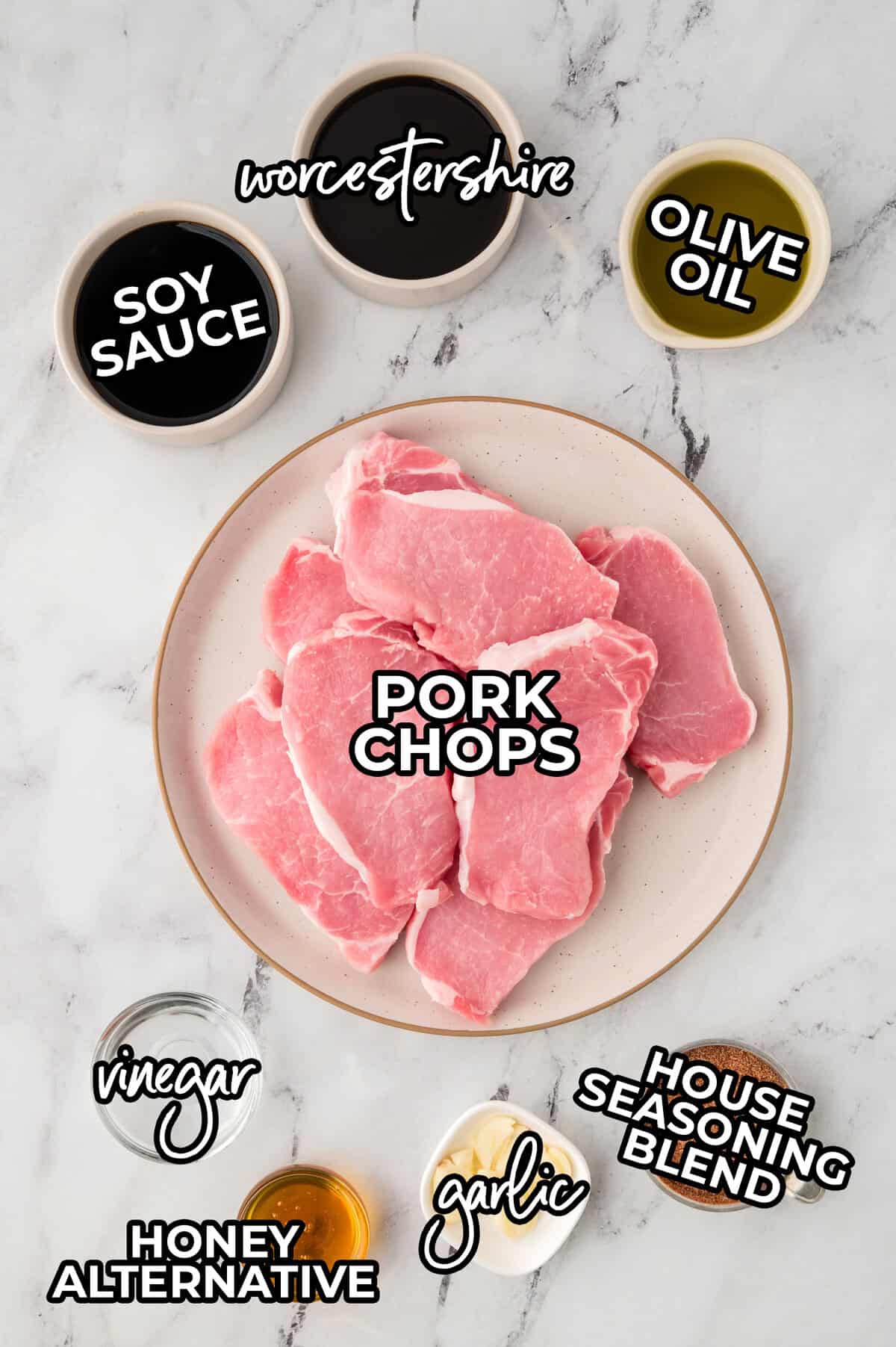 Ingredients for keto pork chop marinade recipe.