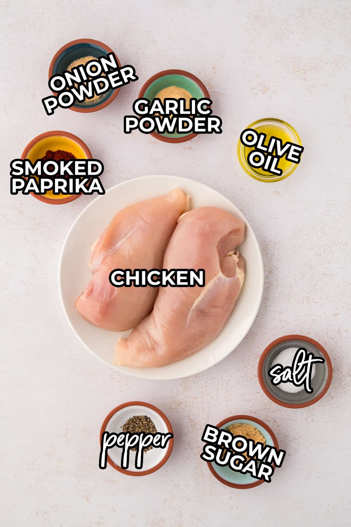 Ingredients for air fryer chicken bites recipe.