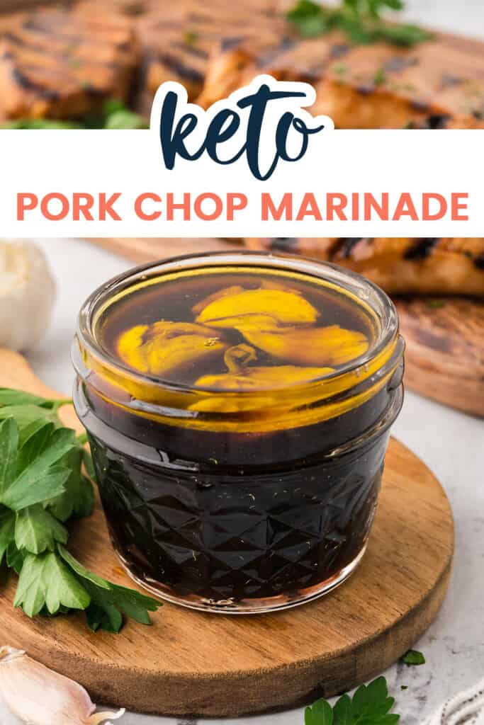 Pork chop marinade in glass jar.