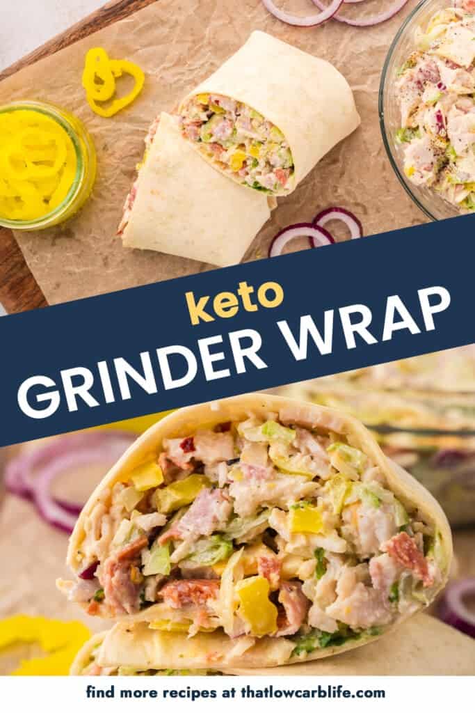 Collage of keto Italian grinder wrap images.