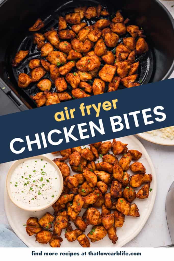 Collage of chicken bites images.