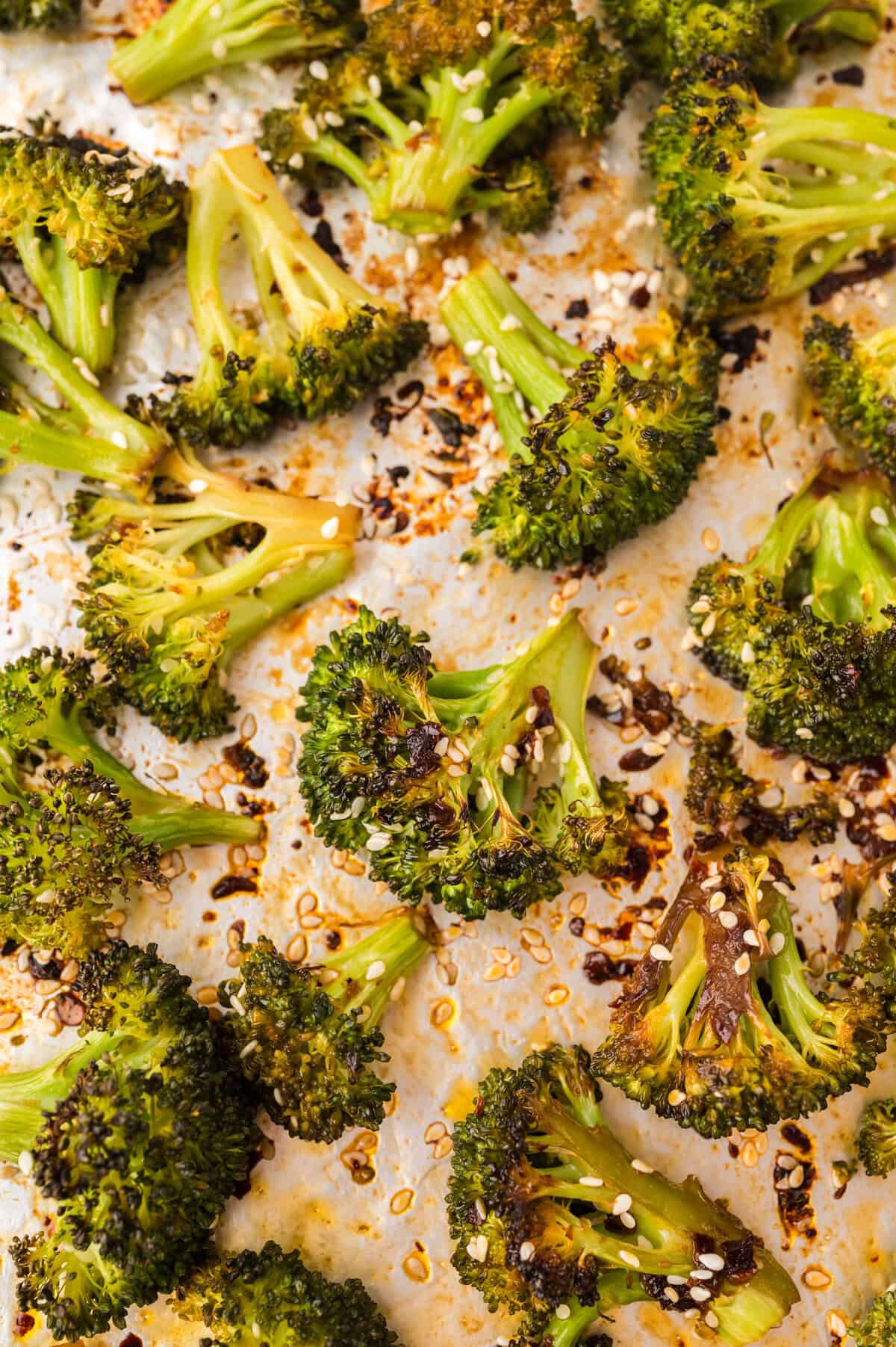 Asian broccoli on sheet pan.