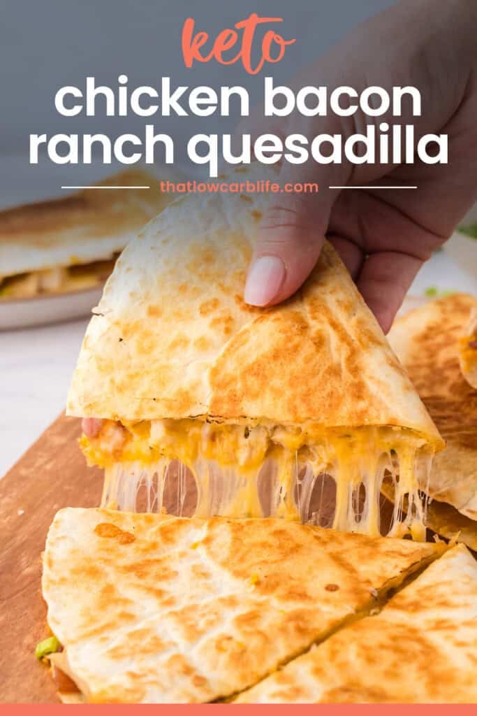 Hand grabbing a piece of quesadilla.